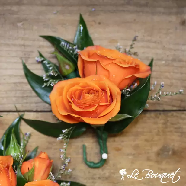 Spray Rose Boutonniere (Deluxe, Orange, Caspia)