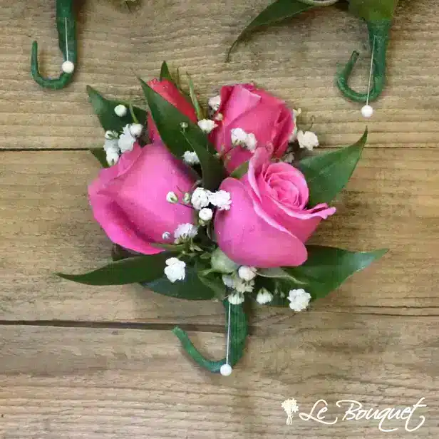 Spray Rose Boutonniere (Premium, Fuchsia, Gypsophila)