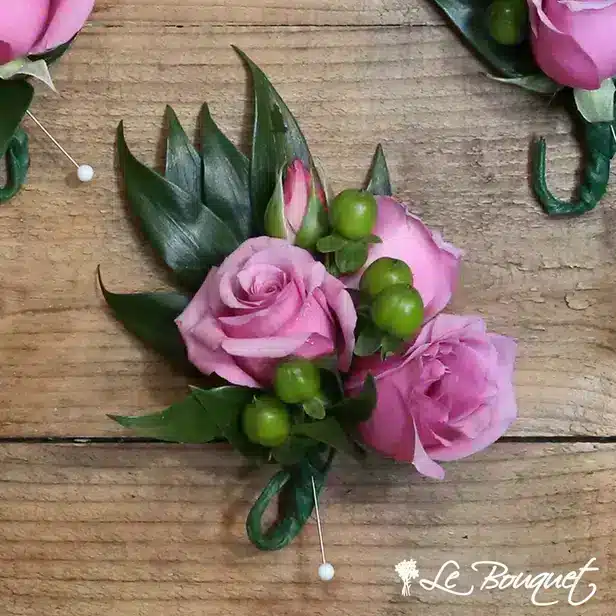 Spray Rose Boutonniere (Premium, Lavender, Hypericum)