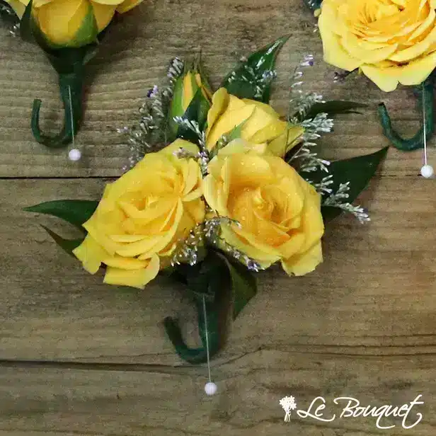 Spray Rose Boutonniere (Premium, Yellow, Caspia)