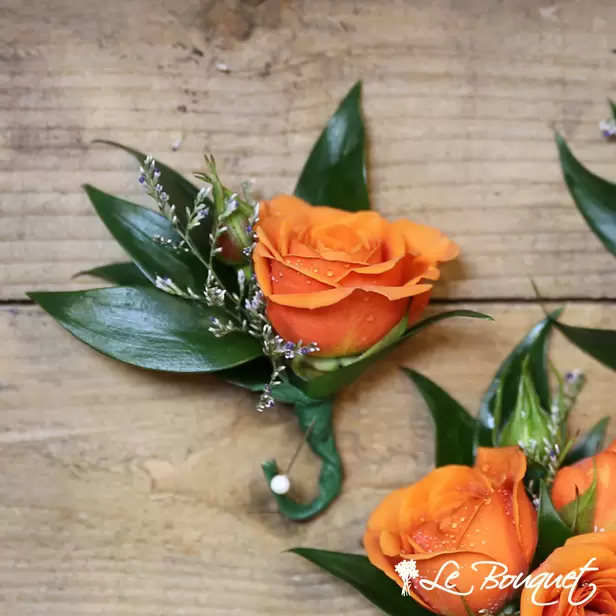 Spray Rose Boutonniere (Standard, Orange, Caspia)