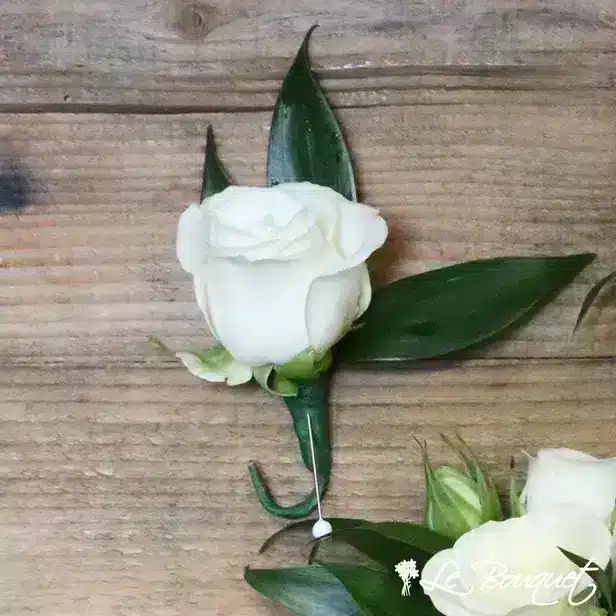 Spray Rose Boutonniere (Standard, White, GREEN)