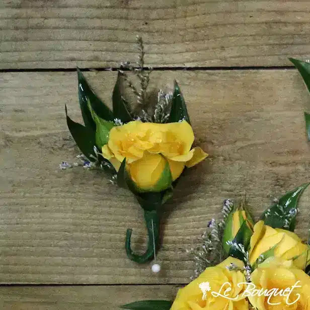 Spray Rose Boutonniere (Standard, Yellow, Caspia)