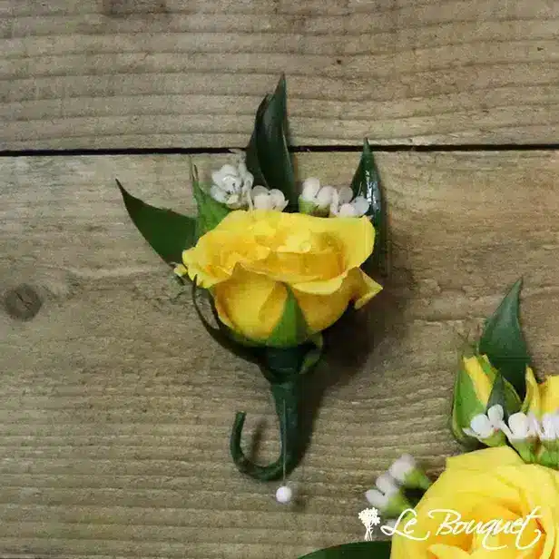 Spray Rose Boutonniere (Standard, Yellow, Waxflower)