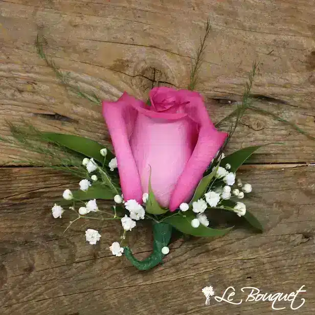 Rose Boutonniere Collection (Deluxe, Fuchsia, Gypsophila)