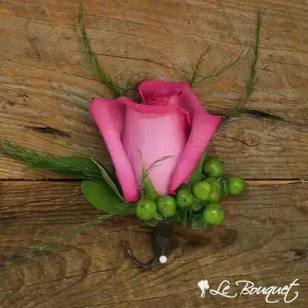 Rose Boutonniere Collection (Deluxe, Fuchsia, Hypericum)