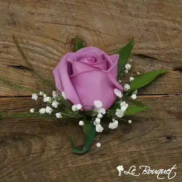 Rose Boutonniere Collection (Deluxe, Lavender, Gypsophila)