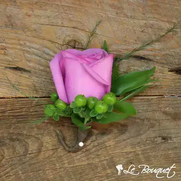 Rose Boutonniere Collection (Deluxe, Lavender, Hypericum)