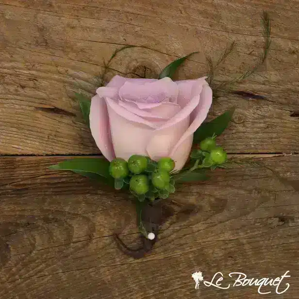 Rose Boutonniere Collection (Deluxe, Pink, Hypericum)