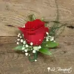 Rose Boutonniere Collection (Deluxe, Red, Gypsophila)