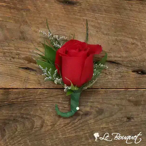 Rose Boutonniere Collection (Deluxe, Red, Caspia)