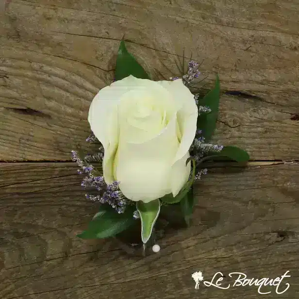 Rose Boutonniere Collection (Deluxe, White, Caspia)