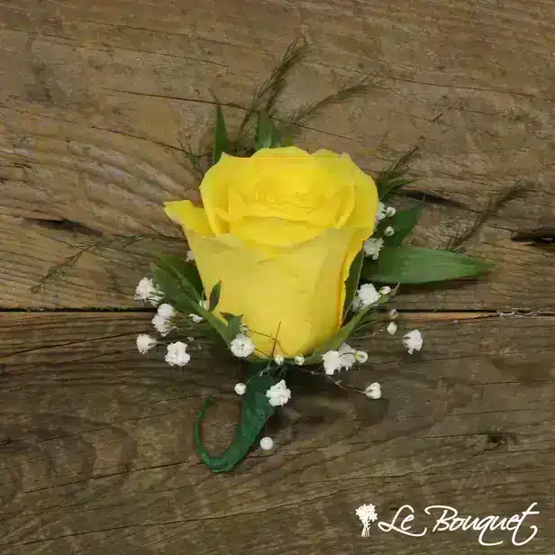 Rose Boutonniere Collection (Deluxe, Yellow, Gypsophila)