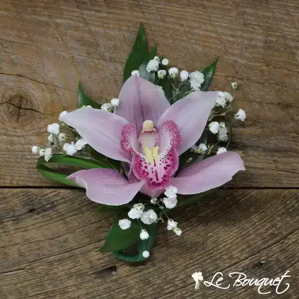 Cymbidium Orchid Boutonniere Collection (Deluxe, Pink, Gypsophila)