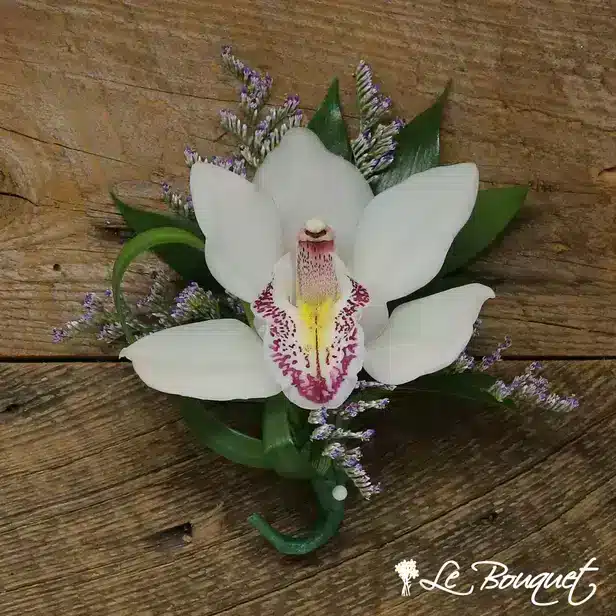 Cymbidium Orchid Boutonniere Collection (Deluxe, White, Caspia)