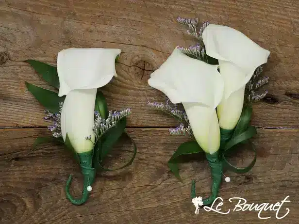 Calla Lily Boutonniere (White, Deluxe, Caspia)