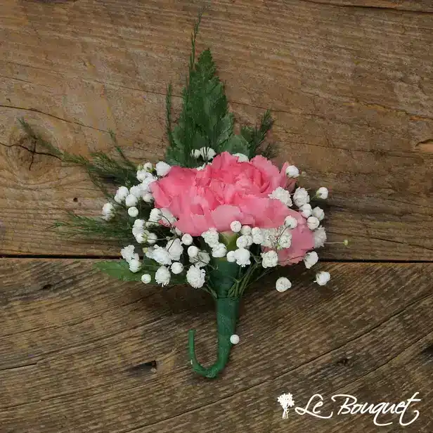 Carnation Boutonniere Collection (Deluxe, Pink, Gypsophila)