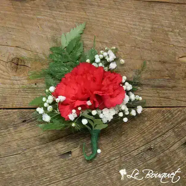 Carnation Boutonniere Collection (Deluxe, Red, Gypsophila)
