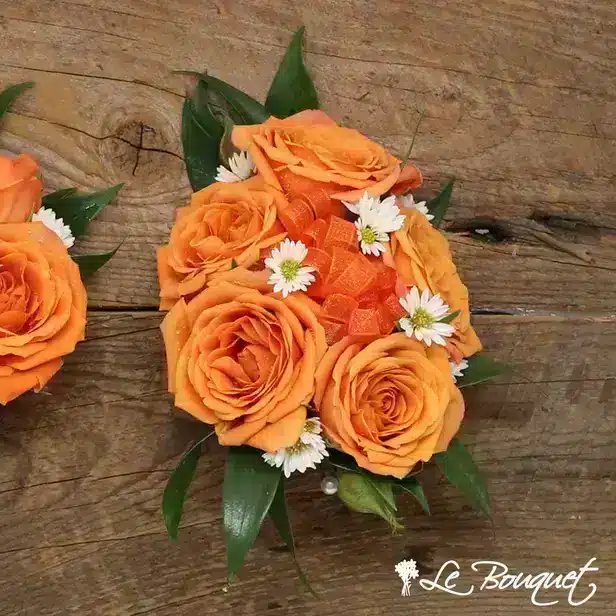 Spray Rose Corsage Collection (Deluxe, Orange, Asters)