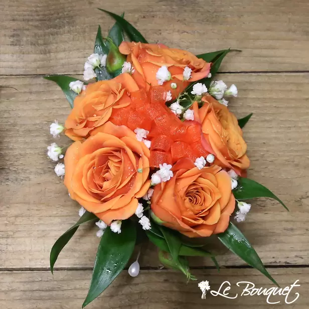 Spray Rose Corsage Collection (Standard, Orange, Gypsophila)