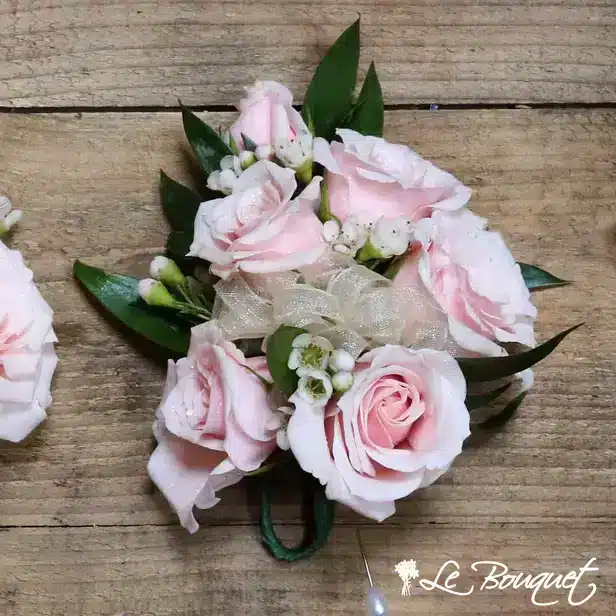 Spray Rose Corsage Collection (Deluxe, Pink, Waxflower)