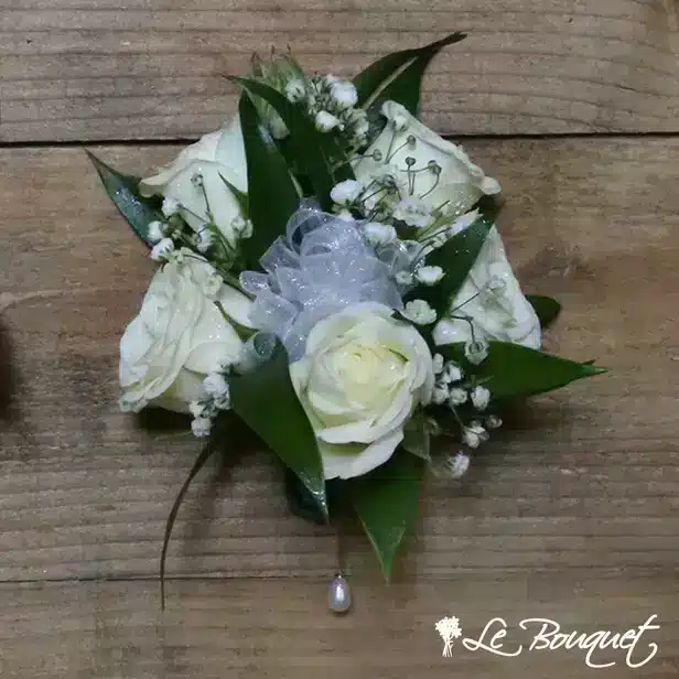 Spray Rose Corsage Collection (Deluxe, White, Gypsophila)