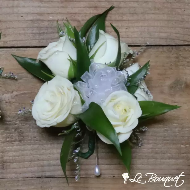 Spray Rose Corsage Collection (Deluxe, White, Caspia)