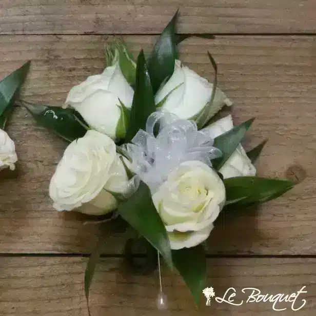 Spray Rose Corsage Collection (Deluxe, White, Greens Only)