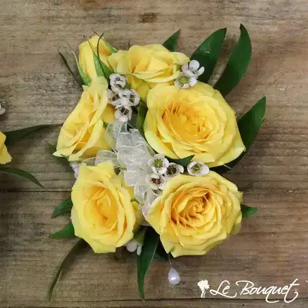 Spray Rose Corsage Collection (Deluxe, Yellow, Waxflower)