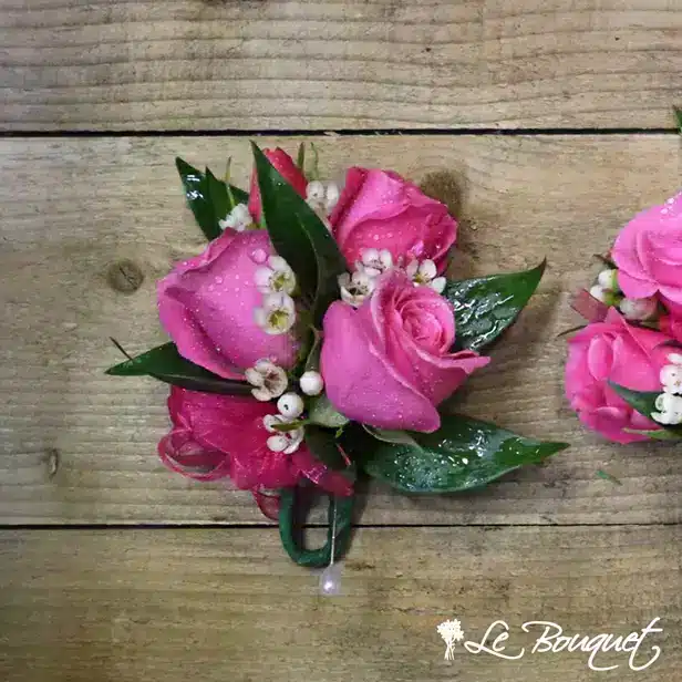 Spray Rose Corsage Collection (Standard, Fuchsia, Waxflower)