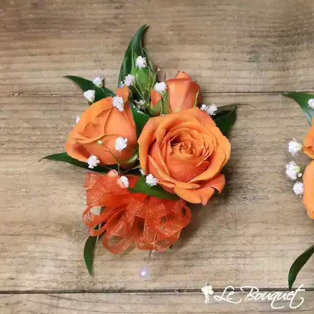 Spray Rose Corsage Collection (Standard, Orange, Gypsophila)