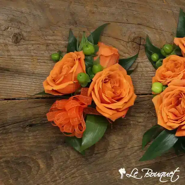 Spray Rose Corsage Collection (Standard, Orange, Hypericum)