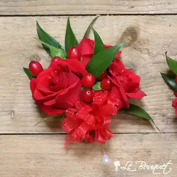 Spray Rose Corsage Collection (Standard, Red, Hypericum)