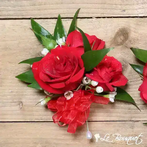 Spray Rose Corsage Collection (Standard, Red, Waxflower)