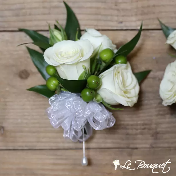 Spray Rose Corsage Collection (Standard, White, Hypericum)