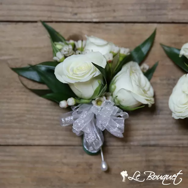 Spray Rose Corsage Collection (Standard, White, Waxflower)