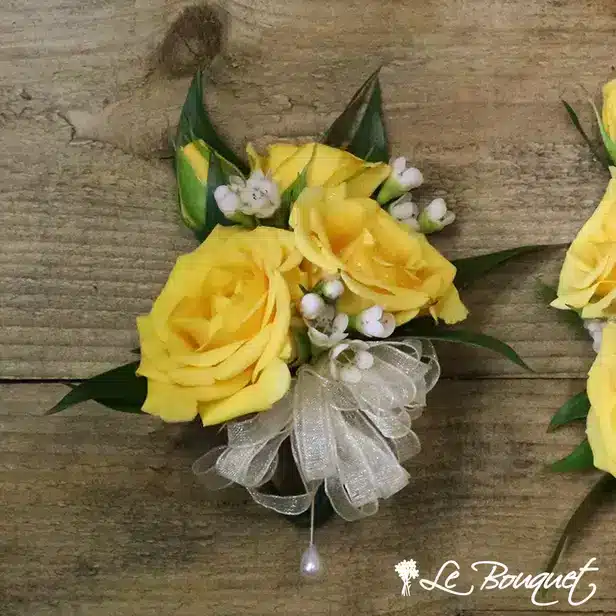 Spray Rose Corsage Collection (Standard, Yellow, Waxflower)