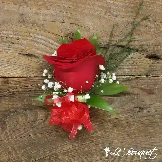 Rose Corsage (Deluxe, Red, Gypsophila)