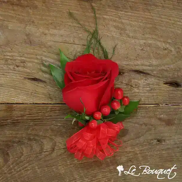 Rose Corsage (Deluxe, Red, Hypericum)