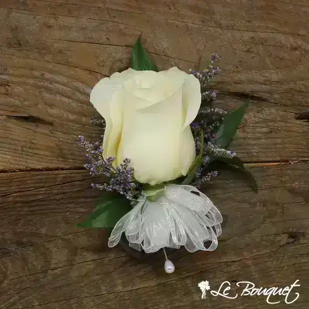Rose Corsage (Deluxe, White, Caspia)