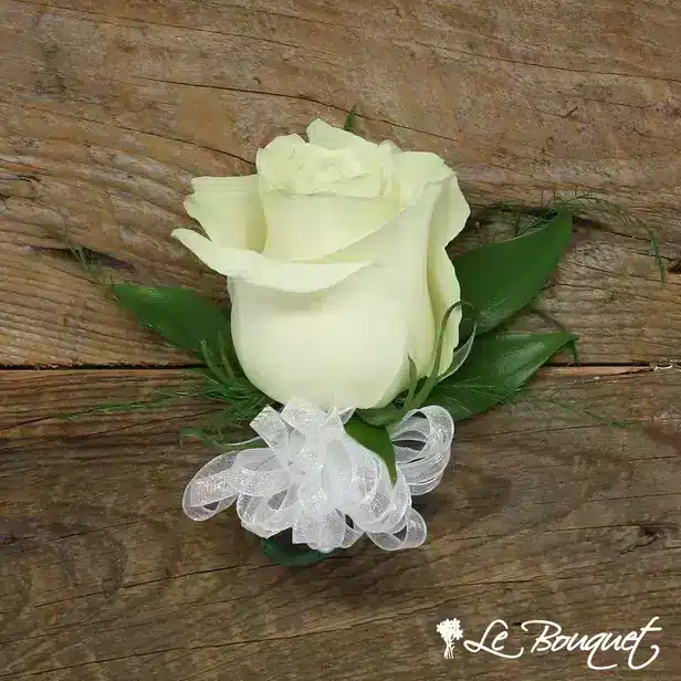 Rose Corsage (Deluxe, White, Greens Only)