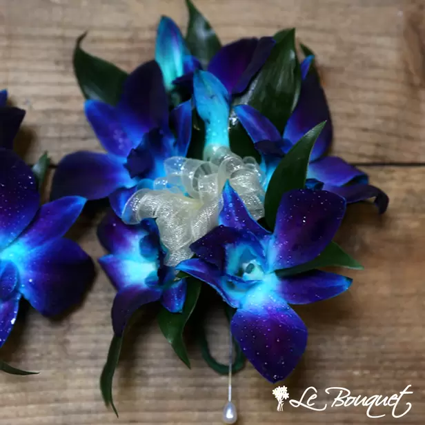 Dendrobium Orchid Corsage (Deluxe, Blue, Greens Only)