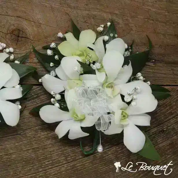 Dendrobium Orchid Corsage (Deluxe, White, Gypsophila)