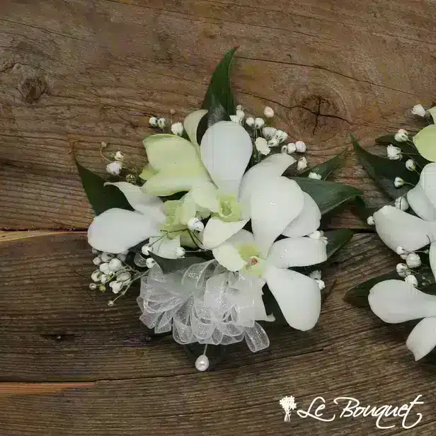 Dendrobium Orchid Corsage (Standard, White, Gypsophila)