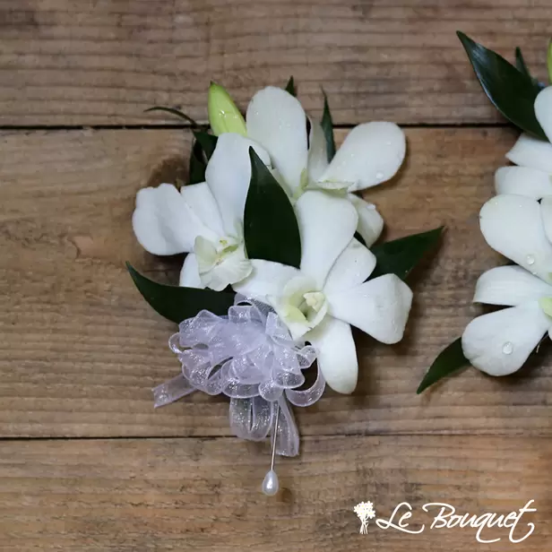 Dendrobium Orchid Corsage (Standard, White, Greens Only)