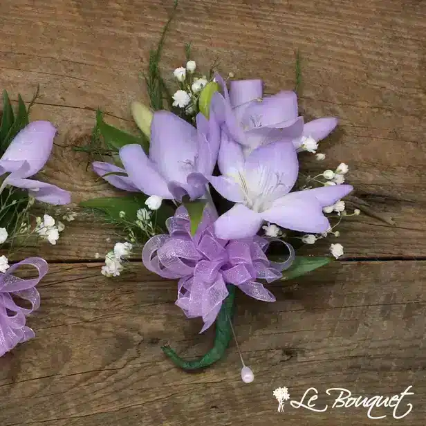 Freesia Corsage (Deluxe, Lavender, Gypsophila)