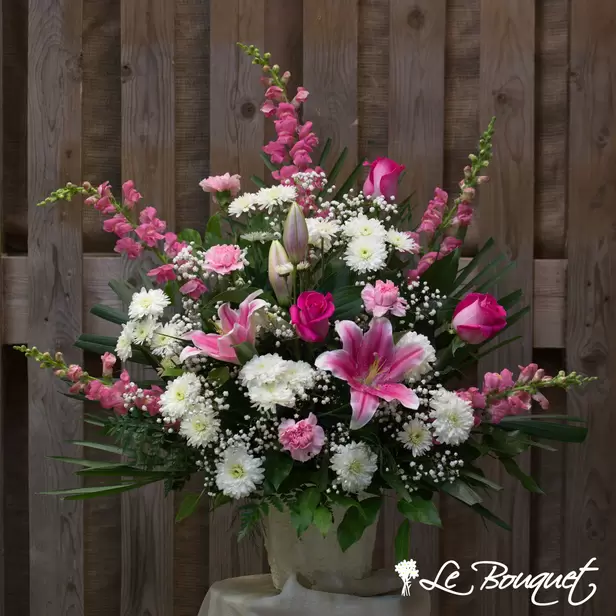 Traditional Funeral Arrangement (Deluxe, Pink)