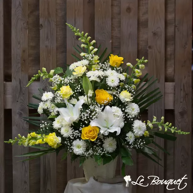 Traditional Funeral Arrangement (Deluxe, Yellow)