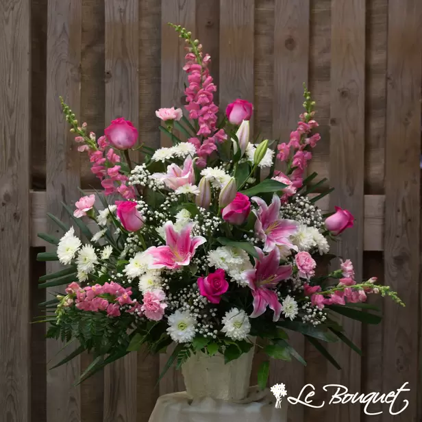 Traditional Funeral Arrangement (Premium, Pink)