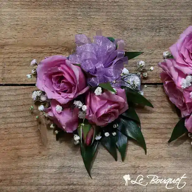 Spray Rose Wristlet (Standard, Lavender, Gypsophila)